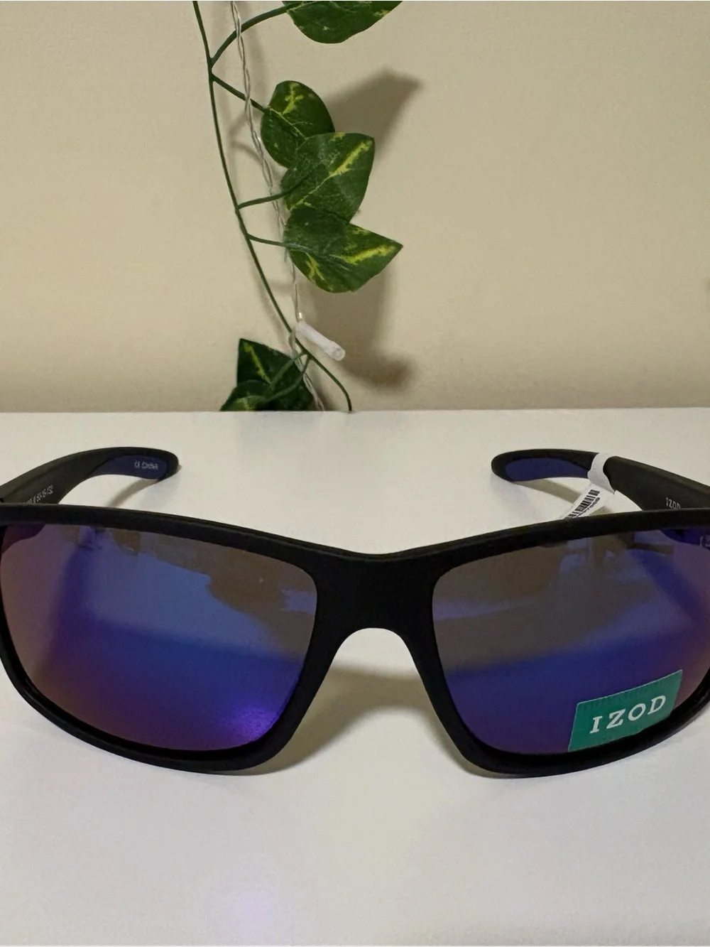 Izod Black Frame Sunglasses with Blue-Purple Mirrored Lenses